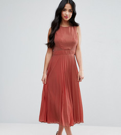Платье миди с плиссировкой ASOS PETITE - Красный