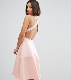 Платье миди с перекрестной спинкой ASOS PETITE - Бежевый
