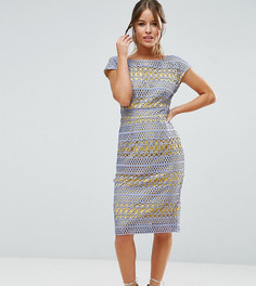 Кружевное платье-футляр с контрастной подкладкой ASOS PETITE Occasion - Мульти