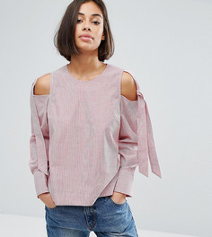Хлопковый топ в полоску с открытыми плечами ASOS PETITE - Мульти