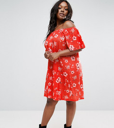 Платье с цветочным принтом ASOS CURVE - Красный