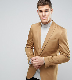Сатиновый зауженный блейзер песочного цвета ASOS TALL - Рыжий