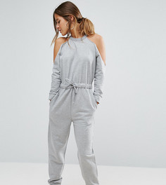 Трикотажный комбинезон с вырезами на плечах ASOS PETITE - Серый