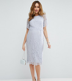 Кружевное платье-футляр миди с укороченным топом ASOS Maternity - Синий