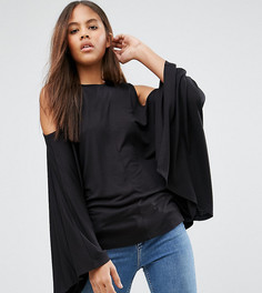Топ с открытыми плечами и рукавами-кимоно ASOS TALL - Черный