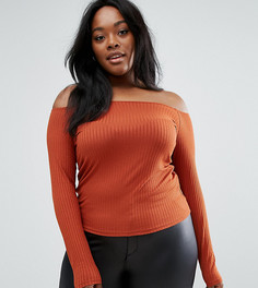 Топ в рубчик с открытыми плечами ASOS CURVE - Оранжевый