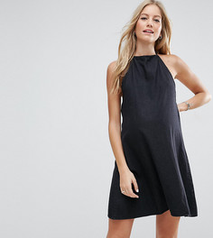 Черный выбеленный джинсовый сарафан с бретелью через шею ASOS MATERNITY - Черный