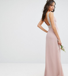 Платье макси с открытой спиной и отделкой TFNC WEDDING - Розовый
