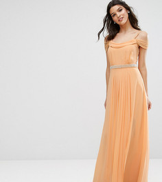 Платье макси с открытыми плечами и отделкой TFNC WEDDING - Оранжевый