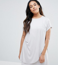 Платье-футболка миди с драпировкой ASOS CURVE - Серый
