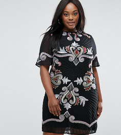 Цельнокройное платье мини с отделкой в виде узора пейсли ASOS CURVE - Мульти