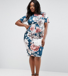 Платье с синим цветочным принтом ASOS CURVE - Мульти