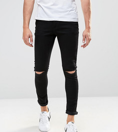 Супероблегающие джинсы с дырками на коленях ASOS TALL - Черный