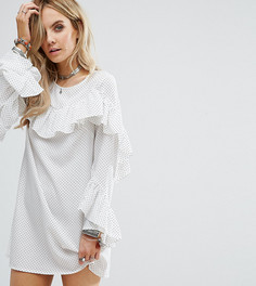Платье в горошек с оборками Glamorous Petite - Белый