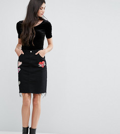 Джинсовая мини-юбка с нашивками Glamorous Tall - Черный