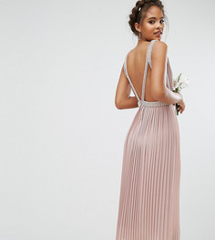 Приталенное платье миди для выпускного с открытой спиной TFNC Tall Wedding - Розовый