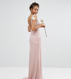 Платье макси с открытой спиной и отделкой TFNC Tall Wedding - Розовый