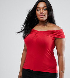 Топ с открытыми плечами и присборенной драпировкой ASOS CURVE - Красный