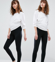 2 пары леггинсов для беременных из органического хлопка Mamalicious - Черный Mama.Licious