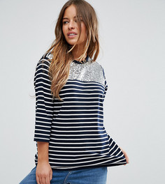 Футболка в полоску с отделкой пайетками ASOS PETITE - Мульти