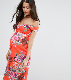 Платье с цветочным принтом и вырезом сердечком ASOS Maternity - Красный
