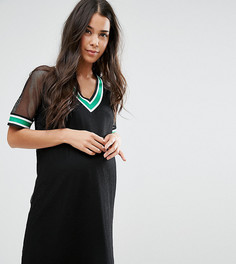 Платье-футболка в спортивном стиле из контрастной сеточки Airtex ASOS Maternity - Черный