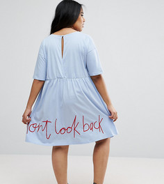 Свободное платье с вышивкой ASOS CURVE - Синий