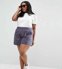 Льняная юбка-шорты со складками ASOS CURVE - Серый