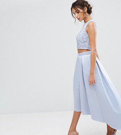 Асимметричная атласная юбка с вышивкой Maya - Синий