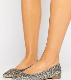Остроносые балетки для широкой стопы ASOS LACEY - Золотой