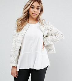 Куртка из ткани букле с бахромой ASOS CURVE - Кремовый