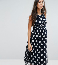 Сетчатое платье миди в горошек ASOS Maternity - Темно-синий