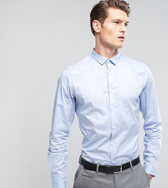 Голубая эластичная приталенная рубашка ASOS TALL - Синий