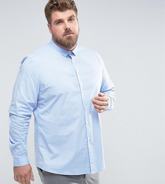 Голубая эластичная рубашка узкого кроя ASOS PLUS - Синий