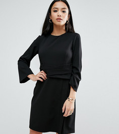 Платье мини с запахом и расклешенными рукавами ASOS PETITE - Черный