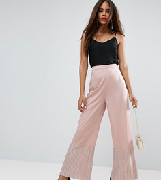 Брюки с широкими штанинами и плиссированным низом ASOS TALL - Розовый