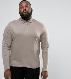 Трикотажное поло с длинными рукавами ASOS PLUS - Серый