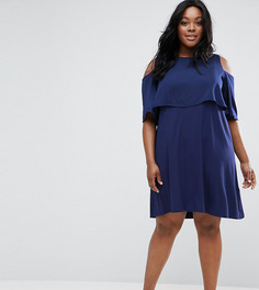 Приталенное платье с вырезами на плечах ASOS CURVE - Синий