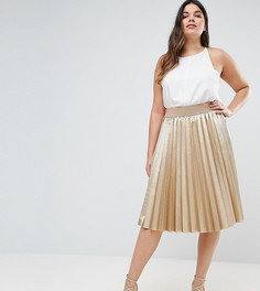 Плиссированная юбка цвета металлик Elvi Premium - Золотой