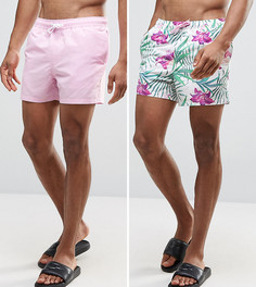 2 коротких шортов для плавания (розовые и с цветочным принтом) ASOS - СКИДКА - Мульти