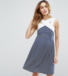 Короткое приталенное платье в полоску с контрастной горловиной ASOS Maternity - Мульти