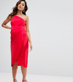 Платье миди на одно плечо с драпировкой ASOS Maternity - Красный