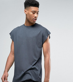 Свободная серая футболка без рукавов ASOS TALL - Белый