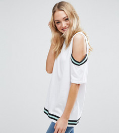 Футболка с отделкой в полоску ASOS TALL - Белый