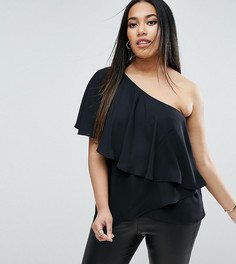 Многоярусный топ на одно плечо ASOS CURVE - Черный