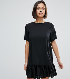 Цельнокройное платье мини с баской по краю ASOS PETITE - Черный