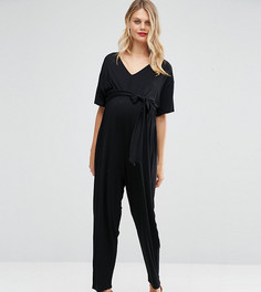 Комбинезон для беременных с рукавами-кимоно и ремнем ASOS Maternity - Черный