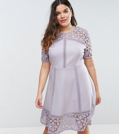 Платье мини с кружевной вставкой ASOS CURVE Premium - Фиолетовый