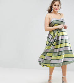 Платье миди для выпускного в полоску ASOS CURVE SALON - Мульти