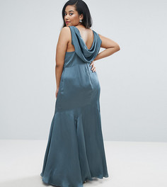 Платье-премиум макси с драпированным вырезом на спине ASOS CURVE WEDDING - Синий